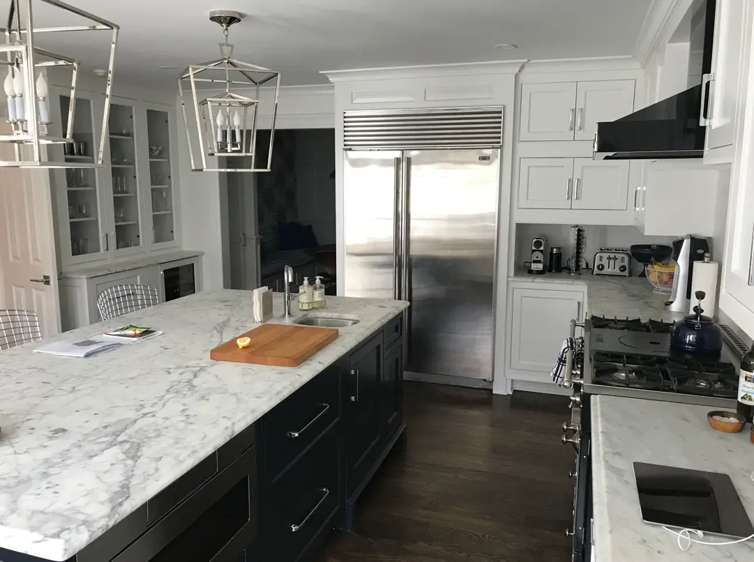 Freestanding soaking tub with floor-mounted faucet installation in Litchfield County historic home