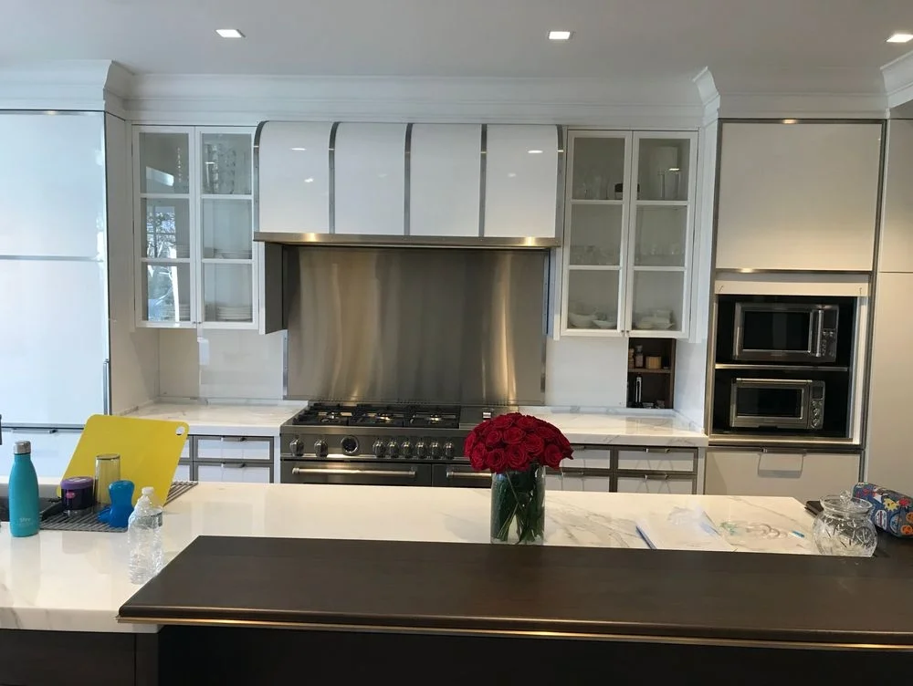 Luxury kitchen with professional gas range installation in Greenwich
